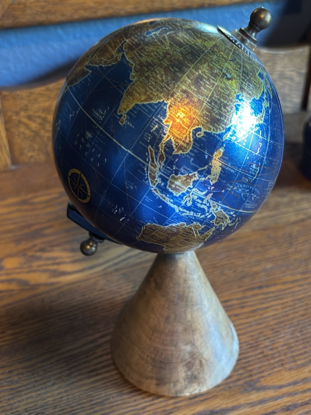 Tabletop Globe on Wooden Stand - Picture 3 of 3